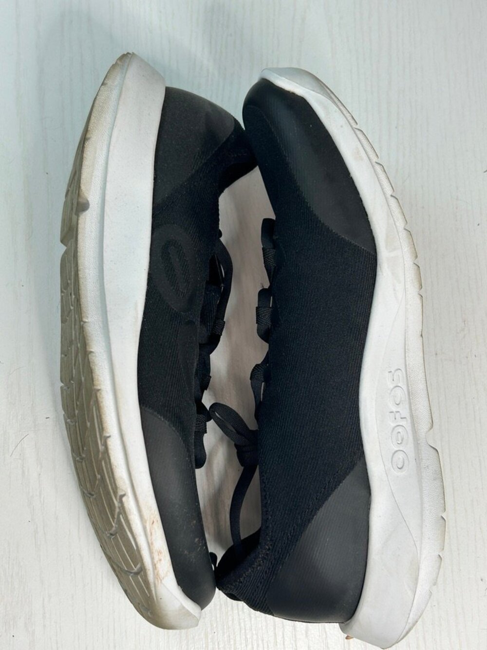 OOFOS Black Recovery Sneakers Lightweight Knit Lace Up Comfort Walking Shoes - Picture 3 of 9